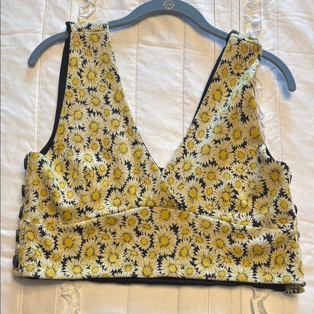 Maeve Gold and Silver Sequined Crop Tank Top